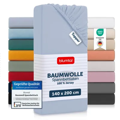 Produktbild von Blumtal 2er Set Spannbettlaken für Topper 140x200x15 cm - 100% Baumwolle