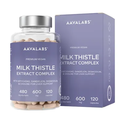 Produktbild von Aavalabs Mariendistel 80% Silymarin | Cholin & Artischocke | Leber | 120 Kapseln