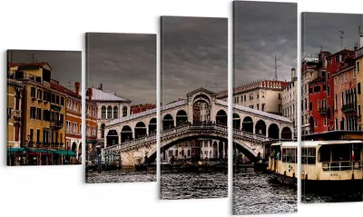 Produktbild von Bild auf Leinwand - Leinwandbild - Venedig Brücke Wasser Stadthäuser - 100x60cm - Wand Bild - Wanddeko - Leinwanddruck - Bilder - Kunstdruck - Leinwand bilder - Wandkunst - EG100x60-0339