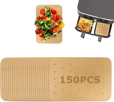 Produktbild von 150 Blatt Backpapier für die Heißluftfritteuse, Backpapier für die Heißluftfritteuse, kompatibel mit Ninja Airfryer AF300EU und AF400EU, perforiertes Backpapier, Backpapier für die Heißluftfritteuse für knusprige, gesunde Gerichte