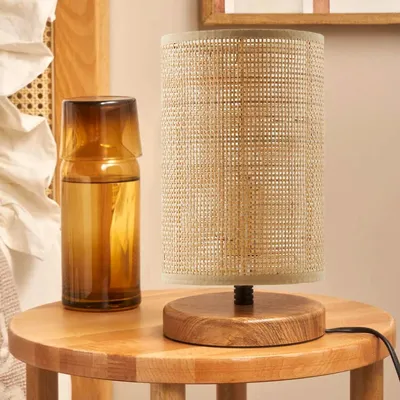 Obrázok produktu pre Opviq, AYD-3675, Stolná lampa, krémová, DREVENÉ TELO, 15 x 15 x 31 cm