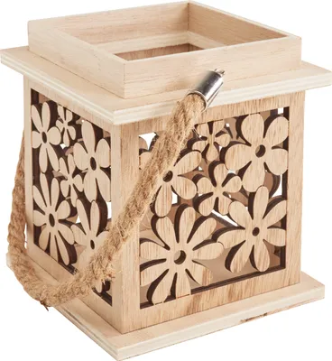 Produktbild von VBS Laterne Blumen aus Sperrholz 11.5x11.5x13 cm Dekoration Holzlampe