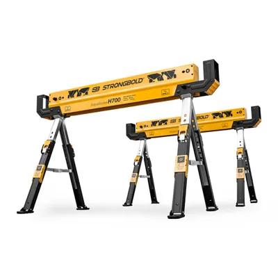 Produktbild von STRONGBOLD H700 Profi-Arbeitsbock 2er Set | 1180kg Tragkraft | Klappbar & Höhenverstellbar bis 82cm | Mobiler Bautisch & Sägehilfe | Balken & Werkbank