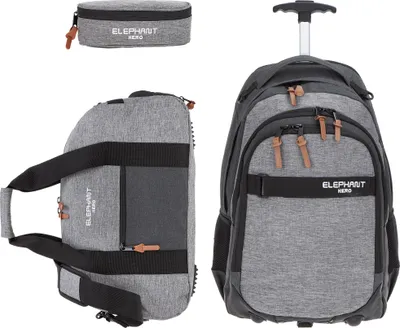 Produktbild von Schultrolley 3 Teile Set Elephant Hero Signature Trolley Rucksack Schulrucksack Trolly Sporttasche Mäppchen Box 12724 tsmb Two Tone Grau