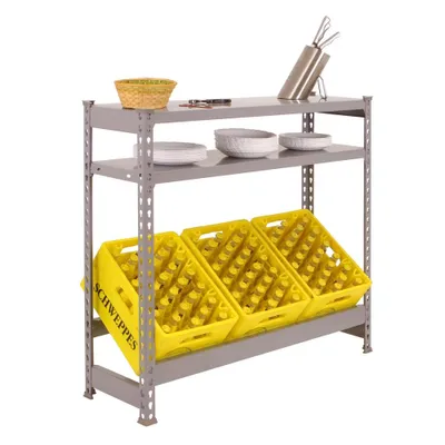 Produktbild von PROREGAL Getränkekistenregal CAMEL mit Ablagefläche | HxBxT 100x100x30cm | Grau