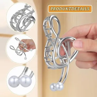 Produktbild von Perlen-Haarklammer für Frauen mit musikalischer Note, Haarkralle aus Metall für dickes und dünnes Haar, stilvolles Haaraccessoire für verschiedene Frisuren bei Partys und Hochzeiten