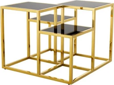 Produktbild von Casa Padrino Luxus Art Deco Designer Beistelltisch Gold mit schwarzem Glas - Luxus Kollektion