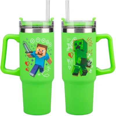 Image de Kubek podróżny Minecraft z słomką, zielony, 0,9l, plastikowy