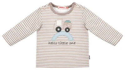 Produktbild von BONDI Baby Langarmshirt "Lastwagen" 93987 | stripe cappuccino white Größe: 86