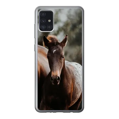 Produktbild von MuchoWow® Handyhülle Schutzhülle Hülle für Samsung Galaxy A52 5G Pferde - Wald - Berge Silikon Softcase Handy Hülle - Umschlag