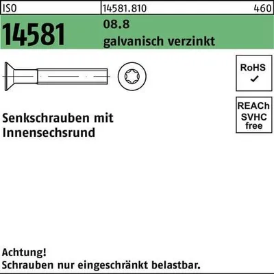 Produktbild von Reyher  Senkschrauben ISO 14581 08.8 M 4x25 -T20 vz 145818100040025 (500 Stück)