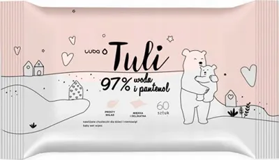 Zdjęcie produktu dla Luba Tuli Nawilżane chusteczki dla dzieci i niemowląt 97% woda i pantenol, 60 sztuk