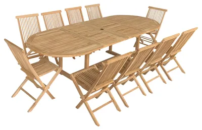 Produktbild von Teakholz-Gartenmöbel LOMBOK - ovaler ausziehbarer Tisch - 10 Plätze