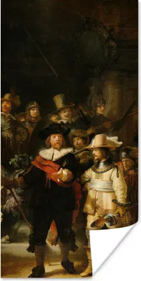 Produktbild von MuchoWow® Poster Die Nachtwache - Gemälde von Rembrandt van Rijn 60x120 cm - Wandschmuck