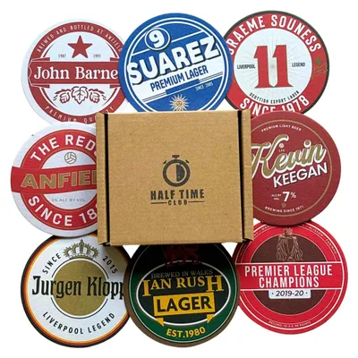 Bierdeckel-Set Liverpool-Design, 8 Stück, Geschenk für Fans