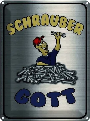 Produktbild von vianmo Blechschild 40x30 cm Schrauber Gott Werkzeug Spruch Zitat