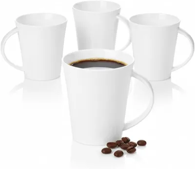 Produktbild von Wilmax Tassen 380 ml Weiß Porzellan 4er Set WL-993012/A4