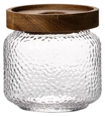 Glasvorratsdose 500 ml mit Holzdeckel, luftdicht, stapelbar