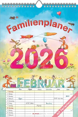 Produktbild von Familienplaner Cartoon 2026- Bildkalender 23,7x34 cm - 6 Spa