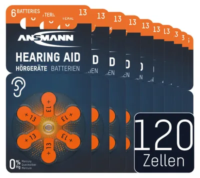 Produktbild von ANSMANN Hörgerätebatterien Typ 13 orange, 120 Stück