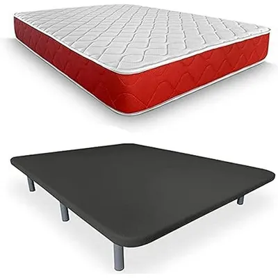 Umkehrbare Visco-Matratze 90x190 cm mit verstärktem Bettrahmen, grau