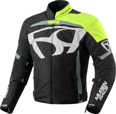 Zdjęcie produktu dla MUGENRACE Aggressore-T wodoodporna tekstylna kurtka motocyklowa, czarny/biały/niebiesko-żółty, S