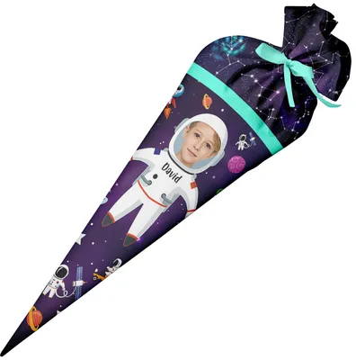 Produktbild von Ferocity, Schultüte mit Namen, 70 cm, Zuckertüte zur Einschulung, für Jungen – Kosmonaut mit Foto [149]
