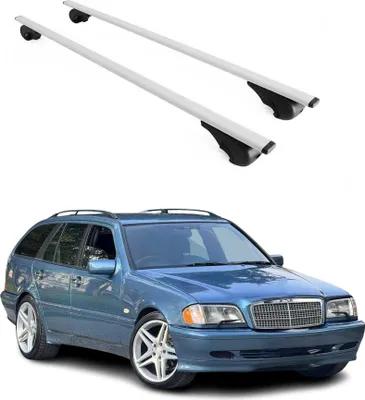 Productafbeelding van Draagrek voor Mercedes C-klasse (S202, S203, S204) stationwagen, bouwjaar 1996-2014, grijs, draagvermogen 75 kg, 2 stuks
