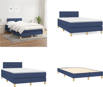Produktbild von vidaXL Boxspringbett mit Matratze Blau 120x200 cm Stoff - Boxspringbett - Boxspringbetten - Bett - Schlafzimmermöbel