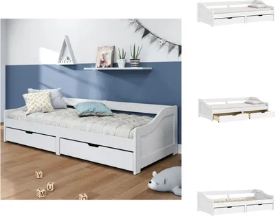 Produktbild von vidaXL Tagesbett mit 2 Schubladen IRUN Weiß 90x200cm Massivholz Kiefer - Betten & Bettgestelle