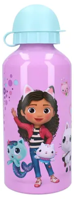 Image de Gabby's Dollhouse Gourde 400 ml en aluminium pour enfants idéale pour l'école et les excursions