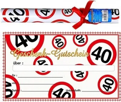 Produktbild von Riesen-Geschenk-Gutschein in Papp-RÜhre 40. Geburtstag