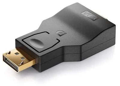 Produktbild von deleyCON DisplayPort auf VGA Adapter Konverter - (für VGA Monitor/Beamer) Stecker auf Buchse -Unidirektional - Schwarz