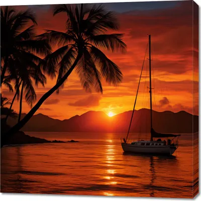 Image de Image 90 x 90 cm Coucher de soleil tropical