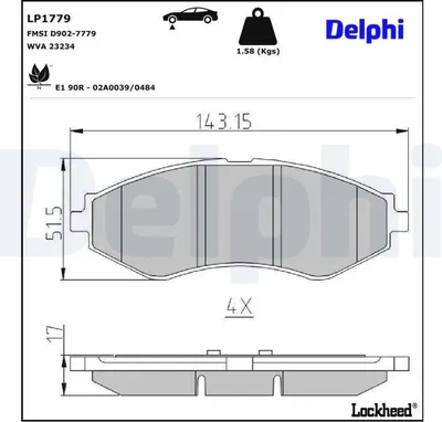 Produktbild von DELPHI Bremsbeläge Satz Vorne Bremsklötze für CHEVROLET NUBIRA Kombi LP1779