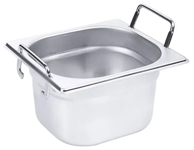 Produktbild von GN-Behälter, Gastronormbehälter, Edelstahl mit Griffen, GN 1/6, Größen wählbar : GN 1/6, 100 mm Variante: GN 1/6, 100 mm