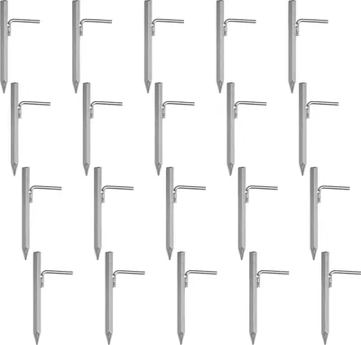 Obrázek produktu pro Kotva do země 20 ks 20 cm s L-hákem z pozinkované oceli - robustní kolík pro bezpečné upevnění stanů, altánů a plachet - ideální pro pevný terén a kempování