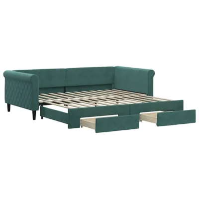 Obrázek produktu pro Válenda s přistýlkou a zásuvkami tmavě zelená 100x200 cm samet
