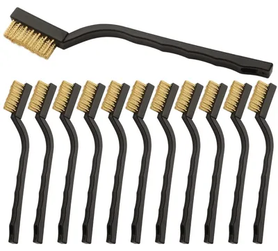 Produktbild von Handbürste Messingbürste Drahtbürste - Set mit 12 Stück - Messingdraht - Rostentfernung