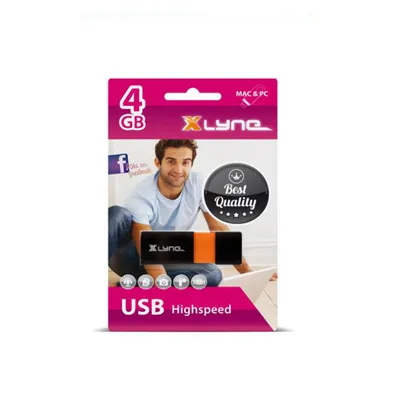 Obrázek produktu pro xlyne Wave, 4 GB, USB Typ-A, 2.0, 8 MB/s, Čepice, Černá, Oranžová