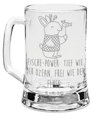 Produktbild von Mr. & Mrs. Panda Seidel Fische Astrologie - Transparent - Geschenk, Geschenkidee Zum Geburtstag, Krug, Humpen, Sternzeichen, Bierkrug Glas, Fischer, Glaskrug