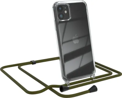 Produktbild von EAZY CASE Handykette kompatibel mit Apple iPhone 11, Handyhülle mit Umhängeband, Handykordel, Schutzhülle Clear, Band in Grün