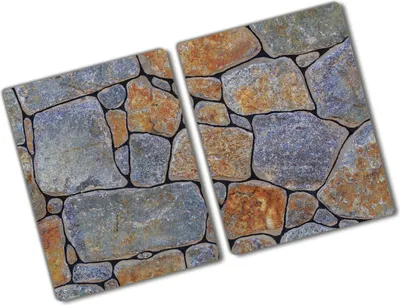 Produktbild von Tulup Glas Herdabdeckplatte - 2x40x52 cm - Glaskeramikkochfeld-Abdeckung Spritzschutz Glasabdeckplatte Kochplattenabdeckung und Schneidebrett - Zweiteilig - Sonstige - Steine - Grau