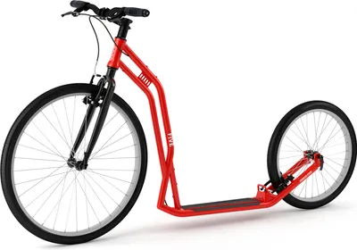 Produktbild von Yedoo Five Roller Scooter Tretroller - für Erwachsene und Teenager, bis 130 kg, mit Luftreifen 26/20 und verstellbarem Lenker Rot