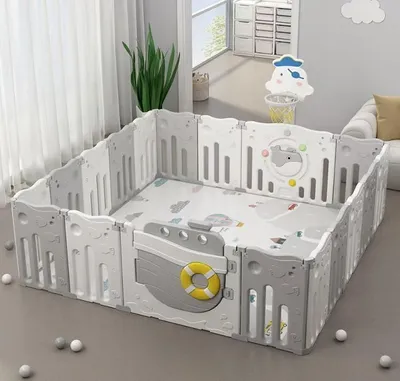 Obrázok produktu pre Skladacia detská vanička – Veľká hrací box s podložkou a loptičkami – 164x164 cm