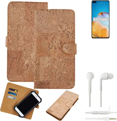 Produktbild von K-S-Trade Hülle kompatibel mit Huawei P40 + in ear Kopfhörer Kork Handyhülle Cover  Schutzhülle TPU Case Bumper in Hellbraun, (1x)