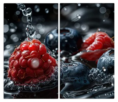 Produktbild von Spritzschutz Herdabdeckplatte Schneidebrett aus Glas Früchte im Wasser 2-Teilig (60x52cm)