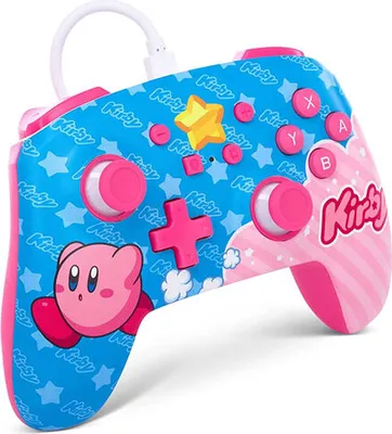 A Nintendo Switch controller with a Kirby design.