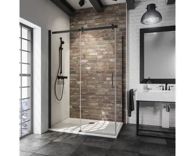 Produktbild von Schiebetür inkl. Seitenwand Schulte Alexa Style 2.0 Black Style 120x80 cm Klarglas Profilfarbe schwarz