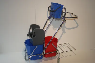 Produktbild von CleanSV Doppelfahrwagen Dofa 20 plus mit 4 Liter Eimer, Abfallsackhalter, Presse